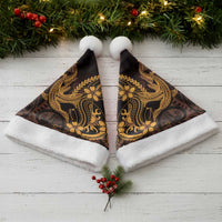 Gold Black Aloha Hawaii Christmas Santa Hat Polynesian Shark Tattoo With Plumeria LT14 - Polynesian Pride