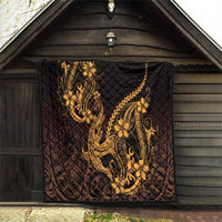 Gold Black Aloha Hawaii Quilt Polynesian Shark Tattoo With Plumeria LT14 - Polynesian Pride