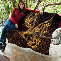 Gold Black Aloha Hawaii Quilt Polynesian Shark Tattoo With Plumeria LT14 - Polynesian Pride