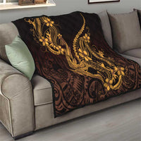 Gold Black Aloha Hawaii Quilt Polynesian Shark Tattoo With Plumeria LT14 - Polynesian Pride
