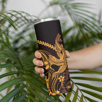 Gold Black Aloha Hawaii Skinny Tumbler Polynesian Shark Tattoo With Plumeria LT14 - Polynesian Pride
