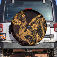 Gold Black Aloha Hawaii Spare Tire Cover Polynesian Shark Tattoo With Plumeria LT14 Gold - Polynesian Pride
