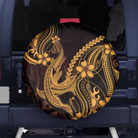 Gold Black Aloha Hawaii Spare Tire Cover Polynesian Shark Tattoo With Plumeria LT14 No hole Gold - Polynesian Pride