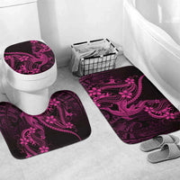 Pink Black Aloha Hawaii Bathroom Set Polynesian Shark Tattoo With Plumeria LT14 Mat Set Only (3 pcs) One Size Pink - Polynesian Pride