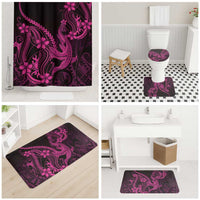 Pink Black Aloha Hawaii Bathroom Set Polynesian Shark Tattoo With Plumeria LT14 - Polynesian Pride