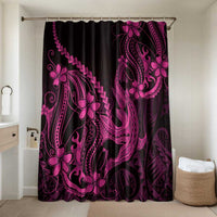 Pink Black Aloha Hawaii Bathroom Set Polynesian Shark Tattoo With Plumeria LT14 Shower Curtain Only Pink - Polynesian Pride