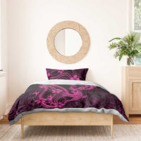 Pink Black Aloha Hawaii Bedding Set Polynesian Shark Tattoo With Plumeria LT14 - Polynesian Pride