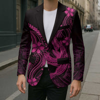 Pink Black Aloha Hawaii Blazer Polynesian Shark Tattoo With Plumeria LT14 - Polynesian Pride