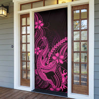 Pink Black Aloha Hawaii Door Cover Polynesian Shark Tattoo With Plumeria LT14 - Polynesian Pride