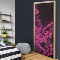 Pink Black Aloha Hawaii Door Cover Polynesian Shark Tattoo With Plumeria LT14 - Polynesian Pride