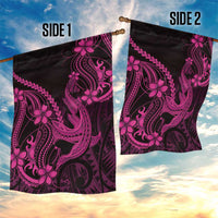 Pink Black Aloha Hawaii Garden Flag Polynesian Shark Tattoo With Plumeria LT14 - Polynesian Pride
