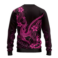 Pink Black Aloha Hawaii Ugly Christmas Sweater Polynesian Shark Tattoo With Plumeria LT14 - Polynesian Pride