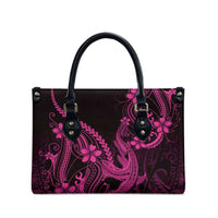 Pink Black Aloha Hawaii Leather Bag Polynesian Shark Tattoo With Plumeria LT14 - Polynesian Pride