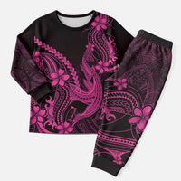 Pink Black Aloha Hawaii Christmas Pajama Set Polynesian Shark Tattoo With Plumeria LT14 Men Pink - Polynesian Pride