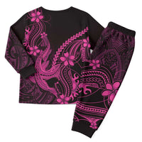 Pink Black Aloha Hawaii Christmas Pajama Set Polynesian Shark Tattoo With Plumeria LT14 - Polynesian Pride