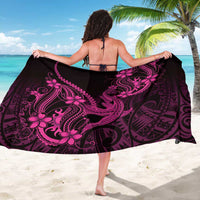 Pink Black Aloha Hawaii Sarong Polynesian Shark Tattoo With Plumeria LT14 - Polynesian Pride