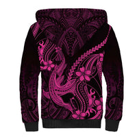 Pink Black Aloha Hawaii Sherpa Hoodie Polynesian Shark Tattoo With Plumeria LT14 - Polynesian Pride