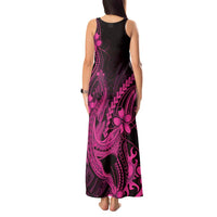 Pink Black Aloha Hawaii Tank Maxi Dress Polynesian Shark Tattoo With Plumeria LT14 - Polynesian Pride