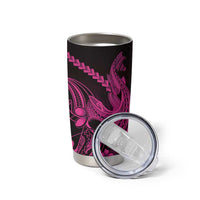 Pink Black Aloha Hawaii Tumbler Cup Polynesian Shark Tattoo With Plumeria LT14 - Polynesian Pride