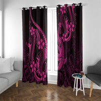 Pink Black Aloha Hawaii Window Curtain Polynesian Shark Tattoo With Plumeria LT14 With Grommets Pink - Polynesian Pride