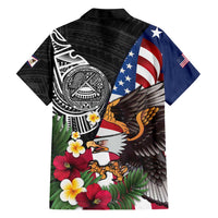 United States and American Samoa Family Matching Summer Maxi Dress and Hawaiian Shirt USA Flag Eagle With Seal Tropical Flowers LT14 - Polynesian Pride