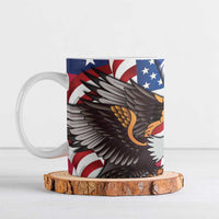 United States and Northern Mariana Islands Ceramic Mug USA Flag Eagle CNMI Latte Stone Tropical Flowers LT14 Blue - Polynesian Pride