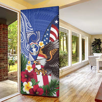United States and Northern Mariana Islands Door Cover USA Flag Eagle CNMI Latte Stone Tropical Flowers