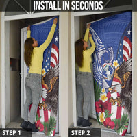 United States and Northern Mariana Islands Door Cover USA Flag Eagle CNMI Latte Stone Tropical Flowers