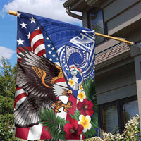 United States and Northern Mariana Islands Garden Flag USA Flag Eagle CNMI Latte Stone Tropical Flowers
