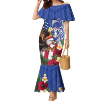 United States and Northern Mariana Islands Mermaid Dress USA Flag Eagle CNMI Latte Stone Tropical Flowers