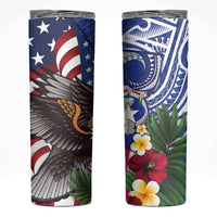 United States and Northern Mariana Islands Skinny Tumbler USA Flag Eagle CNMI Latte Stone Tropical Flowers