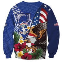 United States and Northern Mariana Islands Sweatshirt USA Flag Eagle CNMI Latte Stone Tropical Flowers