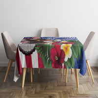 United States and Northern Mariana Islands Tablecloth USA Flag Eagle CNMI Latte Stone Tropical Flowers LT14 - Polynesian Pride