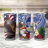 United States and Northern Mariana Islands Tumbler Cup USA Flag Eagle CNMI Latte Stone Tropical Flowers