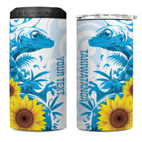 New Zealand Autism Awareness Month 4 in 1 Can Cooler Tumbler Takiwatanga Maori Lizard With Sunflower