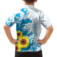 New Zealand Autism Awareness Month Family Matching Off Shoulder Short Dress and Hawaiian Shirt Takiwatanga Maori Lizard With Sunflower