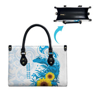 New Zealand Autism Awareness Month Leather Bag Takiwatanga Maori Lizard With Sunflower - Polynesian Pride