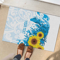 New Zealand Autism Awareness Month Rubber Doormat Takiwatanga Maori Lizard With Sunflower
