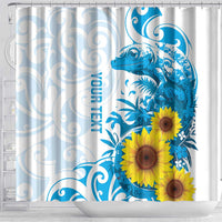 New Zealand Autism Awareness Month Shower Curtain Takiwatanga Maori Lizard With Sunflower