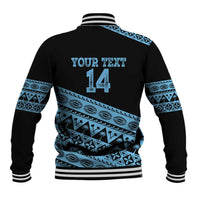 Fiji Rugby 2025 Custom Baseball Jacket Fijian Tapa Toso Viti Toso - Black