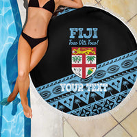 Fiji Rugby 2025 Custom Beach Blanket Fijian Tapa Toso Viti Toso - Black