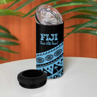 Fiji Rugby 2025 Custom 4 in 1 Can Cooler Tumbler Fijian Tapa Toso Viti Toso - Black LT14 - Polynesian Pride