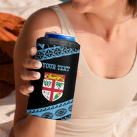 Fiji Rugby 2025 Custom 4 in 1 Can Cooler Tumbler Fijian Tapa Toso Viti Toso - Black LT14 - Polynesian Pride