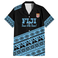 Fiji Rugby 2025 Custom Family Matching Puletasi and Hawaiian Shirt Fijian Tapa Toso Viti Toso - Black