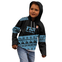Fiji Rugby 2025 Custom Kid Hoodie Fijian Tapa Toso Viti Toso - Black