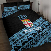 Fiji Rugby 2025 Custom Quilt Bed Set Fijian Tapa Toso Viti Toso - Black