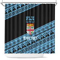Fiji Rugby 2025 Custom Shower Curtain Fijian Tapa Toso Viti Toso - Black