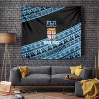 Fiji Rugby 2025 Custom Tapestry Fijian Tapa Toso Viti Toso - Black