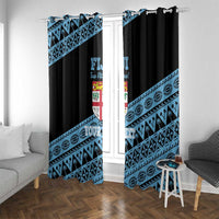 Fiji Rugby 2025 Custom Window Curtain Fijian Tapa Toso Viti Toso - Black