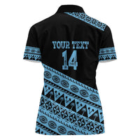 Fiji Rugby 2025 Custom Women Polo Shirt Fijian Tapa Toso Viti Toso - Black